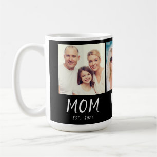 Mom Established Script Black 3 Photo Coffee Mug