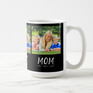 Mom Established Script Black 3 Photo Coffee Mug