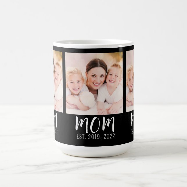 Mom Established Script Black 3 Photo  Coffee Mug (Center)