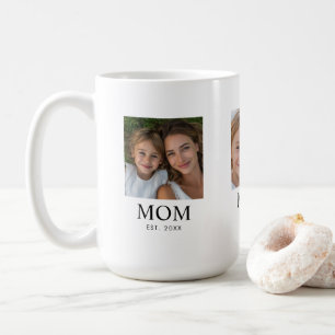 Mom Established Script Black 3 Photo Coffee Mug