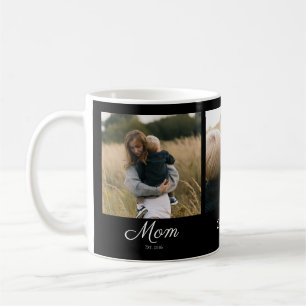 Mom Established Script Black 3 Photo Coffee Mug