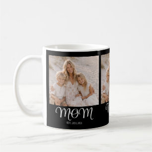 Mom Established Script Black 3 Photo Coffee Mug