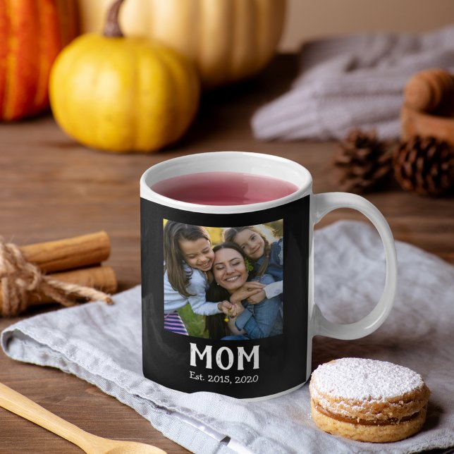 Mom Established Script Black 3 Photo Coffee Mug (Creator Uploaded)