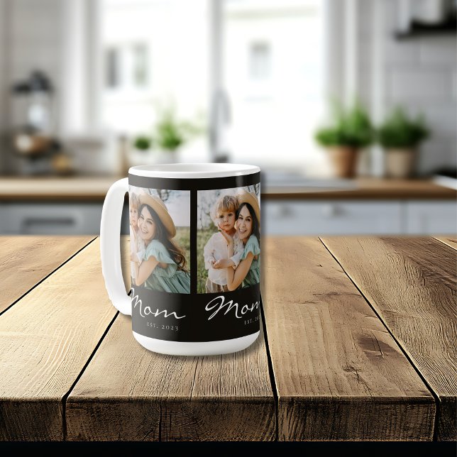 Mom Established Script Black 3 Photo  Coffee Mug (Creator Uploaded)