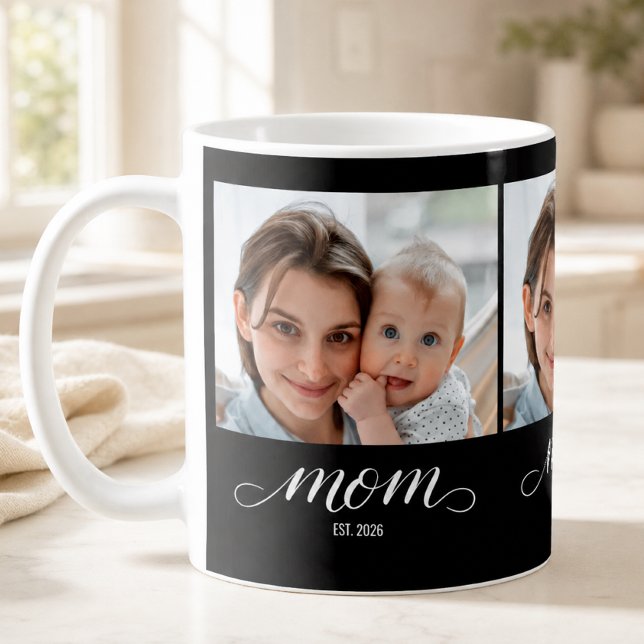 Mom Established Script Black 3 Photo  Coffee Mug (Creator Uploaded)