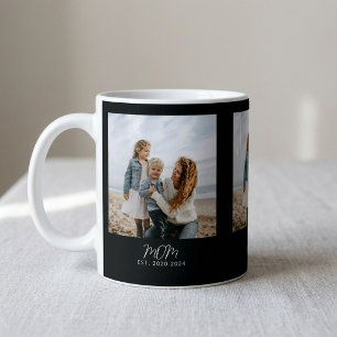 Mom Established Script Black 3 Photo Coffee Mug