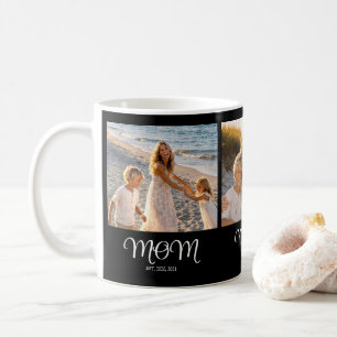 Mom Established Script Black 3 Photo Coffee Mug