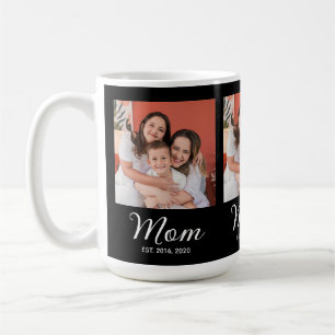 Mom Established Script Black 3 Photo Coffee Mug