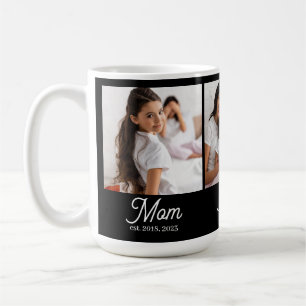 Mom Established Script Black 3 Photo Coffee Mug