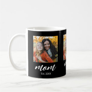 Mom Established Script Black 3 Photo Coffee Mug