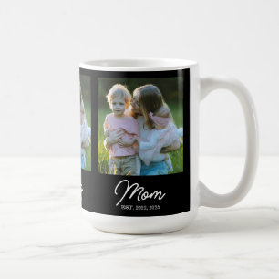 Mom Established Script Black 3 Photo Coffee Mug