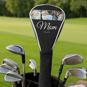 *Mom Established Script Black 3 Photo Gift Golf Head Cover