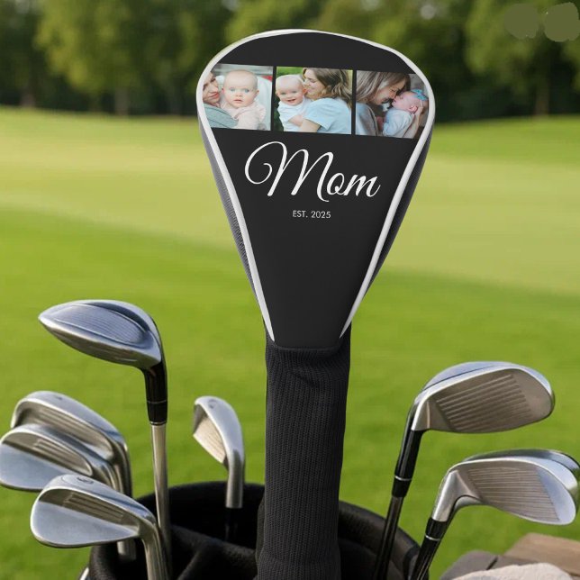 *Mom Established Script Black 3 Photo Gift Golf Head Cover (Creator Uploaded)