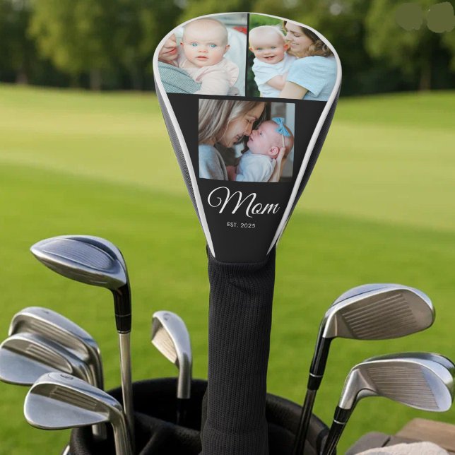 *Mom Established Script Black 3 Photo Gift Pickleball Paddle (Creator Uploaded)