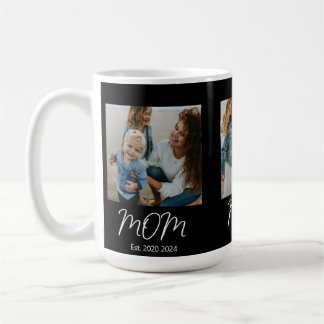Mom Established Script Black 3 Photo Insulated Coffee Mug