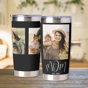 Mom Established Script Black 3 Photo Insulated Tumbler