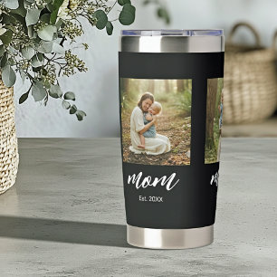 Mom Established Script Black 3 Photo Insulated Tumbler