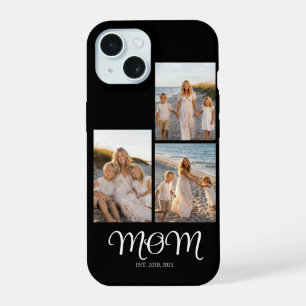 Mom Established Script Black 3 Photo iPhone 15 Case