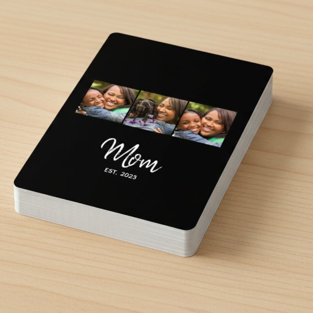 Mom Established Script Black 3 Photo  Playing Cards (Creator Uploaded)