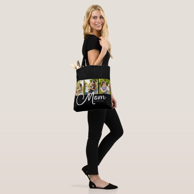 Mom Established Script Black 3 Photo Tote Bag (Sur le modèle)