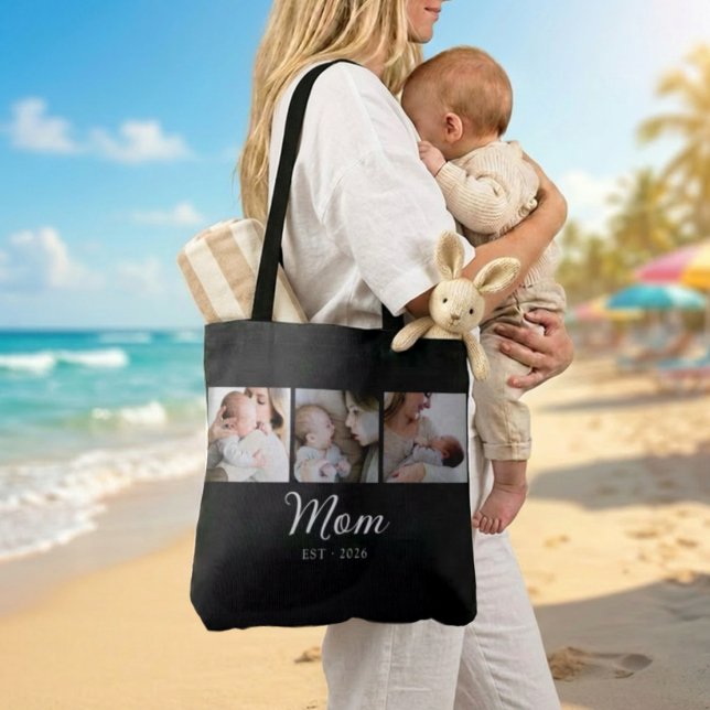 Mom Established Script Black 3 Photo  Tote Bag (Creator Uploaded)