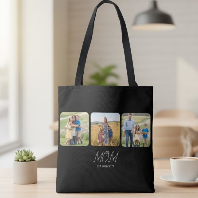 Mom Established Script Black  3 Photo  Tote Bag (Créateur téléchargé)