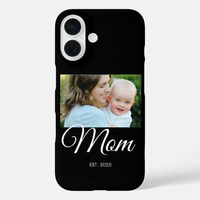 Mom Established Script Black Photo  Case-Mate iPhone Case (Back)