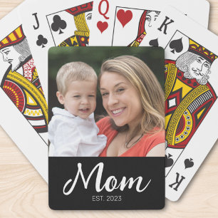 Mom Established Script  Black Photo Case-Mate  Playing Cards