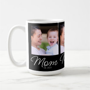 Mom Established Script Black Photo Coffee Mug