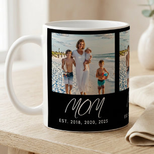 Mom Established Script Black Photo Coffee Mug