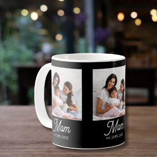 Mom Established Script Black Photo Coffee Mug