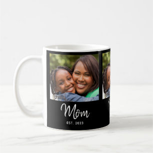 Mom Established Script Black Photo Coffee Mug