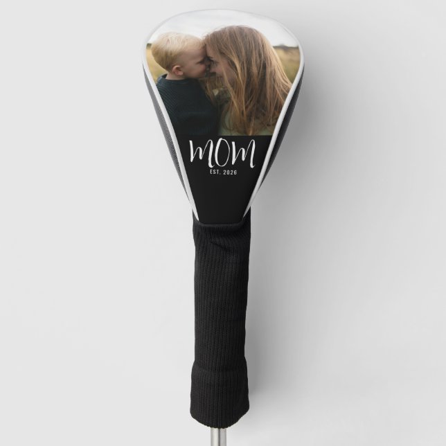Mom Established Script Black Photo  Golf Head Cover (Front)