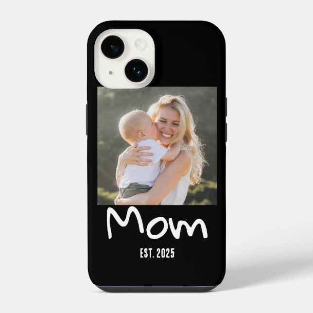Mom Established Script Black Photo  iPhone Case (Back)