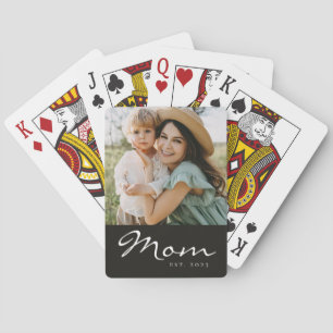 Mom Established Script Black Photo Poker Playing Cards