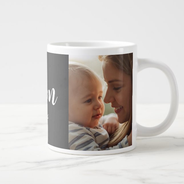 Mom Established Script Black Photo Specialty Mug (Right)