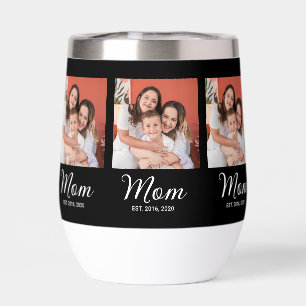 Mom Established Script Black Photo Thermal Wine Tu