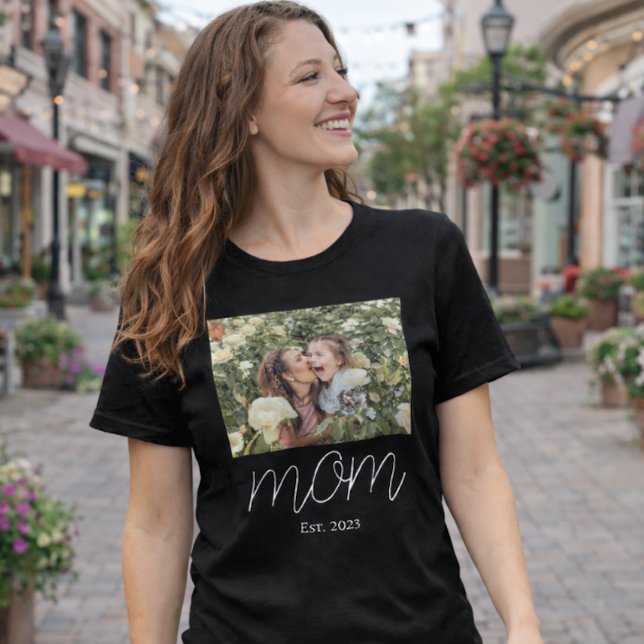 Mom Established Script Black Photo  Tri-Blend Shirt (Creator Uploaded)