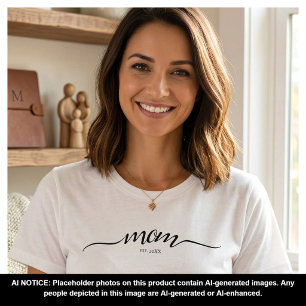 Mom Established Script Custom Black Year Mother T-Shirt