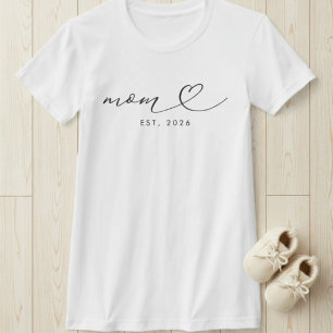 Mom Established Script & Heart New Mom Gift T-Shirt