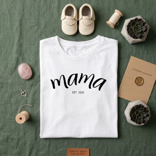 Mom Established Script Minimalist Year New Mama Tri-Blend Shirt
