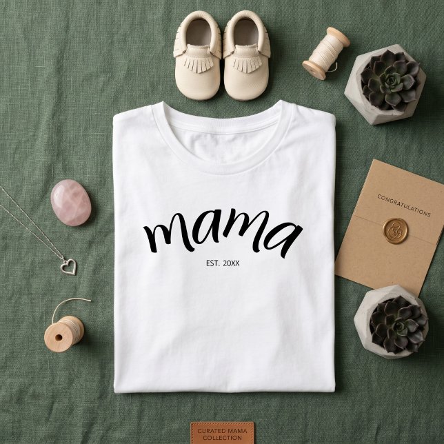 Mom Established Script Minimalist Year New Mama Tri-Blend Shirt (Creator Uploaded)