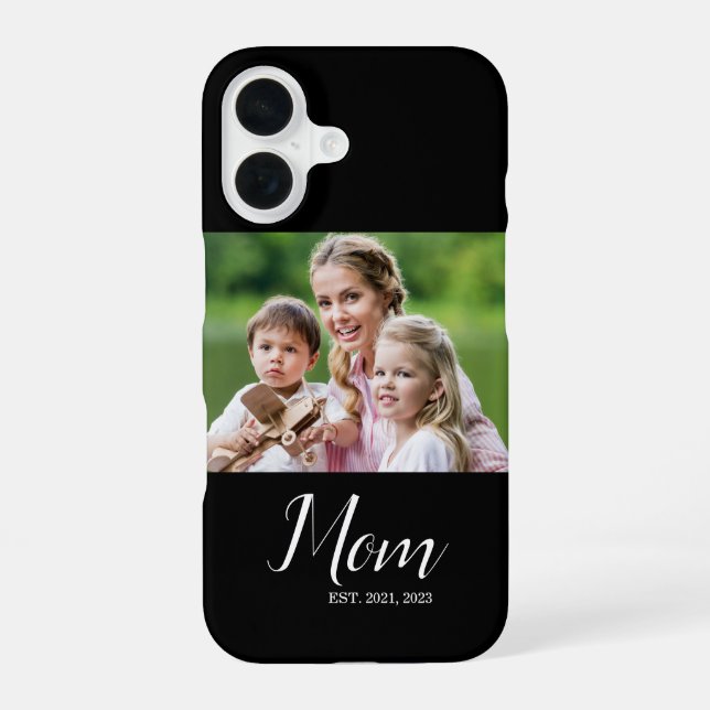 Mom Established Script Photo  iPhone 16 Case (Back)