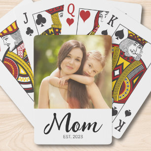 Mom Established Script Photo Playing Cards