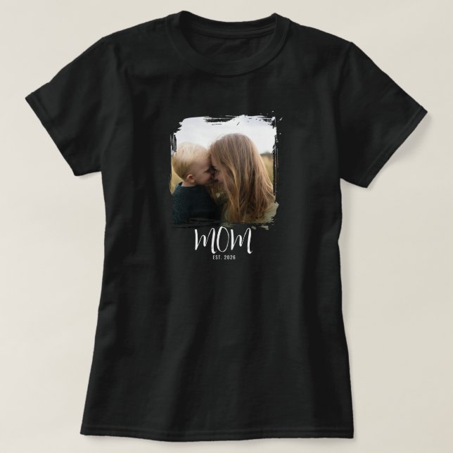 Mom Established Script Photo T-Shirt (Design Front)