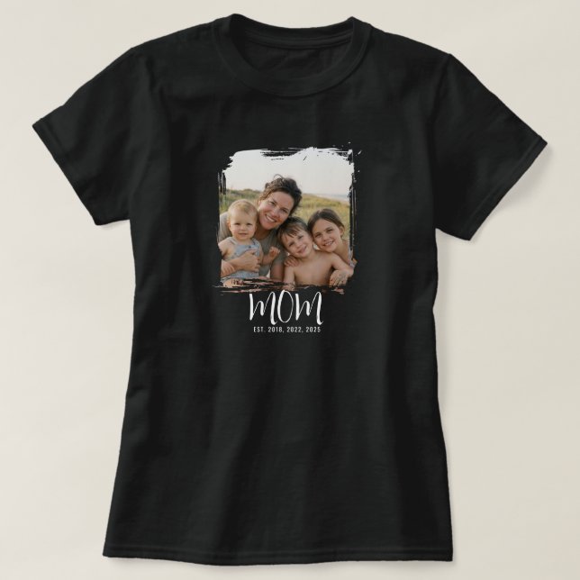 Mom Established Script Photo T-Shirt (Design Front)