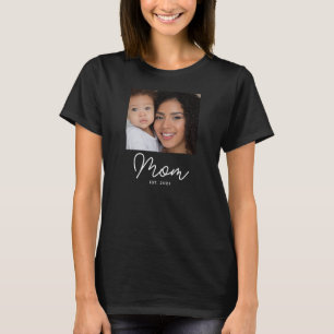 Mom Established Script Photo T-Shirt