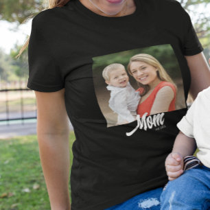 Mom Established Script Photo  T-Shirt
