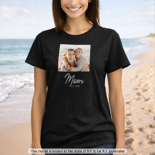 Mom Established Script Photo T-Shirt