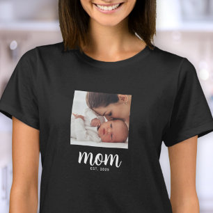 Mom Established Script Photo T-Shirt